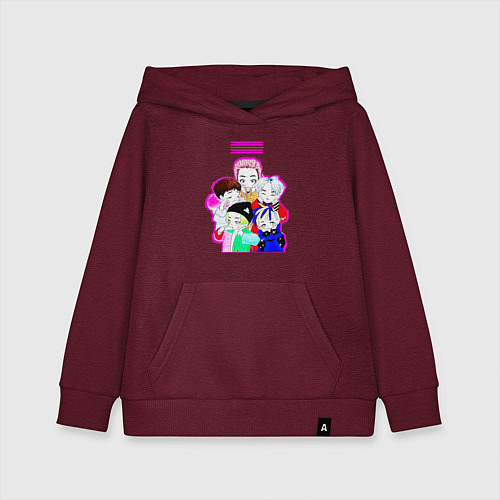 Детская толстовка-худи Big bang в аниме стиле / Меланж-бордовый – фото 1
