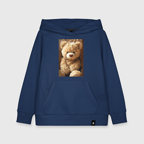 Детская толстовка-худи Игрушечный большой медвежонок / Тёмно-синий – фото 1