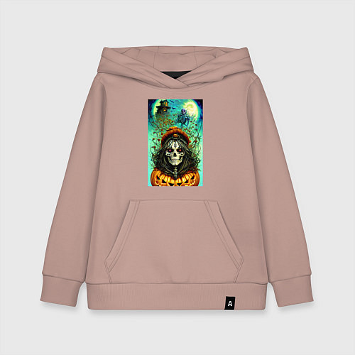 Детская толстовка-худи Скелет ведьмы - хэллоуин / Пыльно-розовый – фото 1