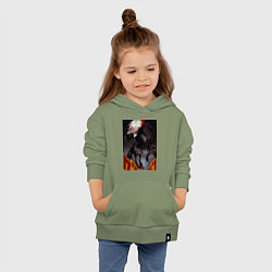 Толстовка детская хлопковая Дандадан: Кэн Такакура, цвет: авокадо — фото 2