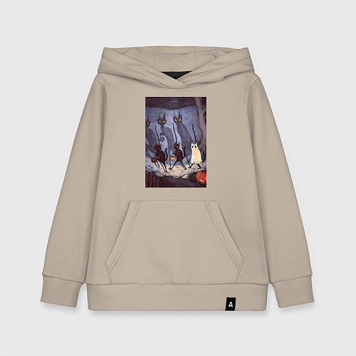 Детская толстовка-худи Коты на хэллоуин / Миндальный – фото 1