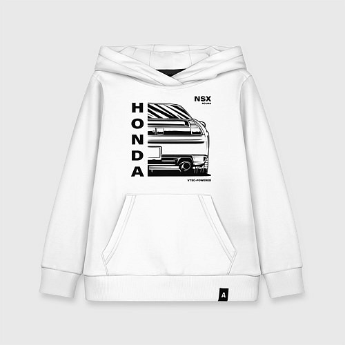 Детская толстовка-худи Honda nsx acura vtec powered / Белый – фото 1