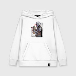 Толстовка детская хлопковая Беби Йода и Мандалорец, цвет: белый