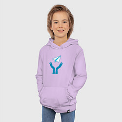 Толстовка детская хлопковая Самолет телеграм, цвет: лаванда — фото 2