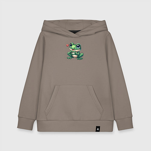 Детская толстовка-худи Лягушка и сердце / Утренний латте – фото 1