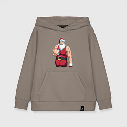 Толстовка детская хлопковая Качок дед мороз, цвет: утренний латте