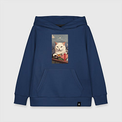Толстовка детская хлопковая Cat meme - japan style, цвет: тёмно-синий