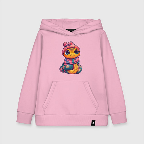 Детская толстовка-худи Символ 2025 года - змейка / Светло-розовый – фото 1