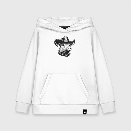 Детская толстовка-худи Ковбой свинья / Белый – фото 1
