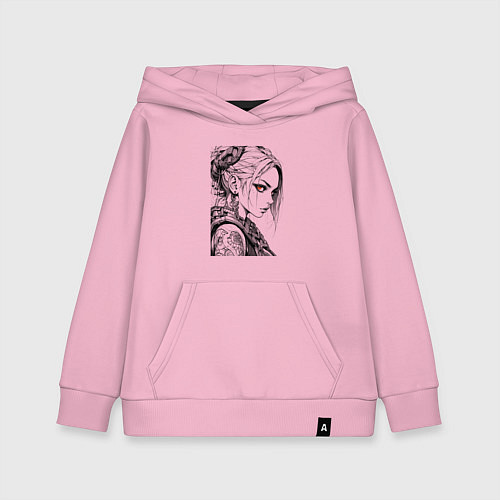 Детская толстовка-худи Девушка с алыми глазами / Светло-розовый – фото 1