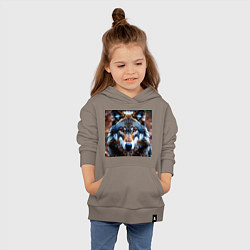 Толстовка детская хлопковая Взгляд серого волка, цвет: утренний латте — фото 2