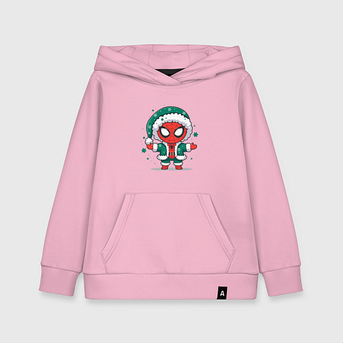 Детская толстовка-худи Человек паук поздравляет с новым годом / Светло-розовый – фото 1