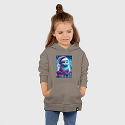 Толстовка детская хлопковая Новогодний котик среди подарков, цвет: утренний латте — фото 2