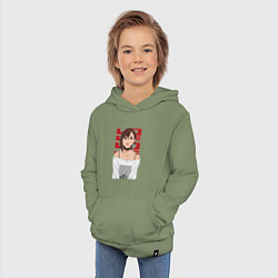 Толстовка детская хлопковая Дандадан: Момо, цвет: авокадо — фото 2