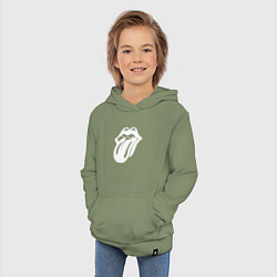 Толстовка детская хлопковая Rolling Stones - white logo, цвет: авокадо — фото 2