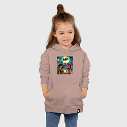 Толстовка детская хлопковая Batman with Spider-man - ai art fantasy, цвет: пыльно-розовый — фото 2