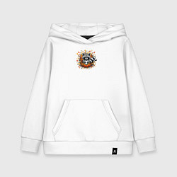 Толстовка детская хлопковая Забавный енот в брызгах краски, цвет: белый