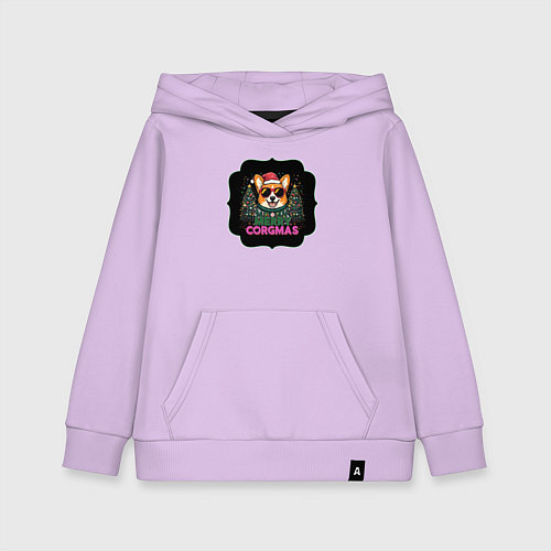 Детская толстовка-худи Новогодний пес корги / Лаванда – фото 1