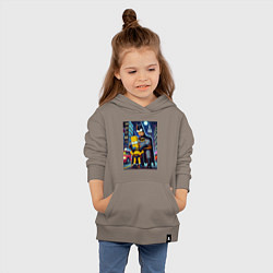 Толстовка детская хлопковая Batsimpson with son Bart - ai art fantasy, цвет: утренний латте — фото 2