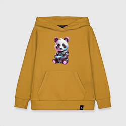 Толстовка детская хлопковая Funny panda - cyberpunk fantasy, цвет: горчичный