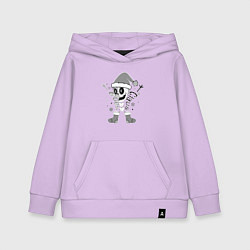 Толстовка детская хлопковая Новогодний скелетик чб, цвет: лаванда