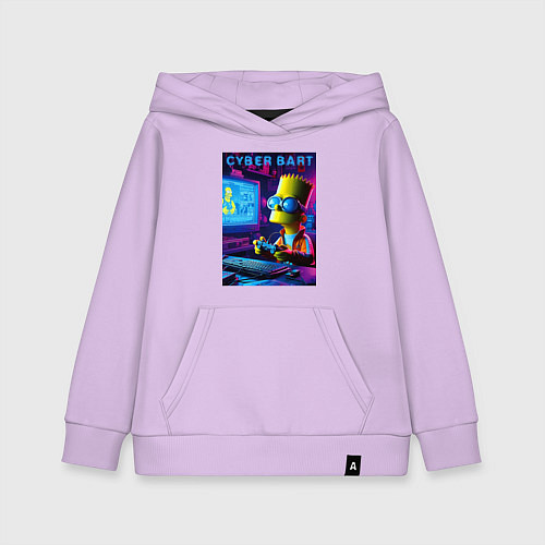 Детская толстовка-худи Cyber Bart is an avid gamer / Лаванда – фото 1