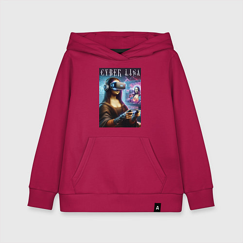 Детская толстовка-худи Mona Lisa on a virtual helmet / Маджента – фото 1