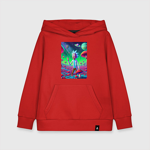 Детская толстовка-худи Рик потерял Морти на грибной планете / Красный – фото 1