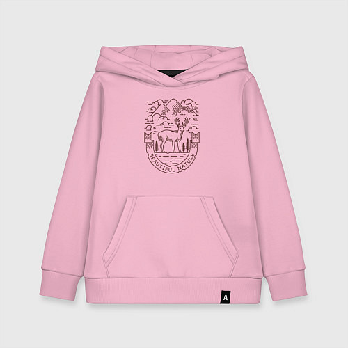 Детская толстовка-худи Дикий и свободный олень / Светло-розовый – фото 1
