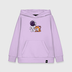 Толстовка детская хлопковая Космонавт и тигрёнок, цвет: лаванда