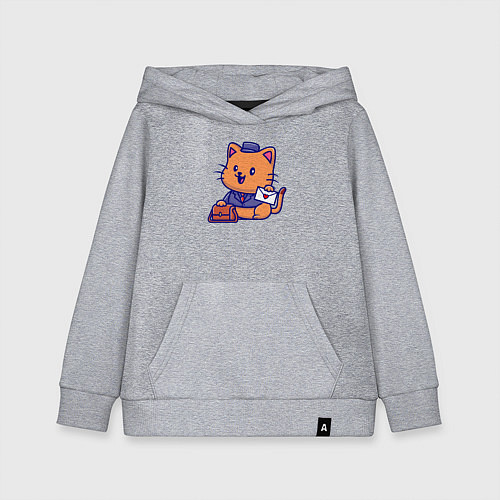 Детская толстовка-худи Котик почтальон / Меланж – фото 1