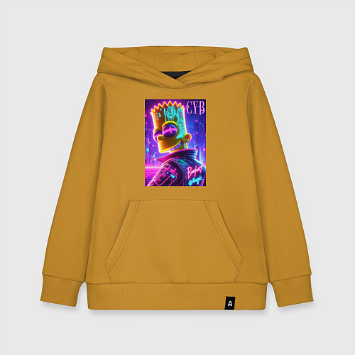Детская толстовка-худи Cyber Bart - neon glow / Горчичный – фото 1