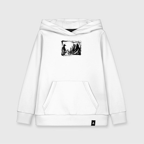 Детская толстовка-худи Велосипедные туры в горы / Белый – фото 1