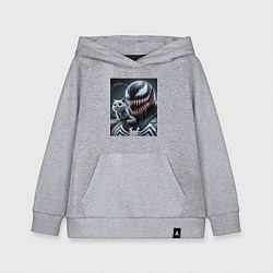 Толстовка детская хлопковая Venom and funny kitten - ai art fantasy, цвет: меланж