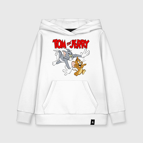 Детская толстовка-худи Том и Джерри - погоня / Белый – фото 1
