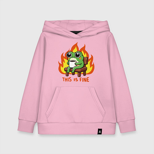 Детская толстовка-худи Frog - this is fine / Светло-розовый – фото 1