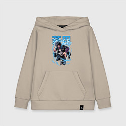 Толстовка детская хлопковая Моя геройская академия Даби синее пламя, цвет: миндальный