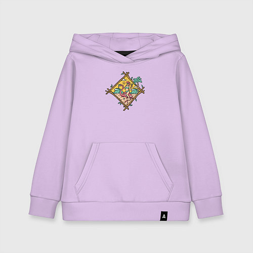 Детская толстовка-худи Девушка и фламинго / Лаванда – фото 1