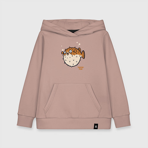 Детская толстовка-худи Рыбка фугу / Пыльно-розовый – фото 1