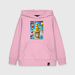 Толстовка детская хлопковая Funny Pikachu and fishes - surrealism, цвет: светло-розовый