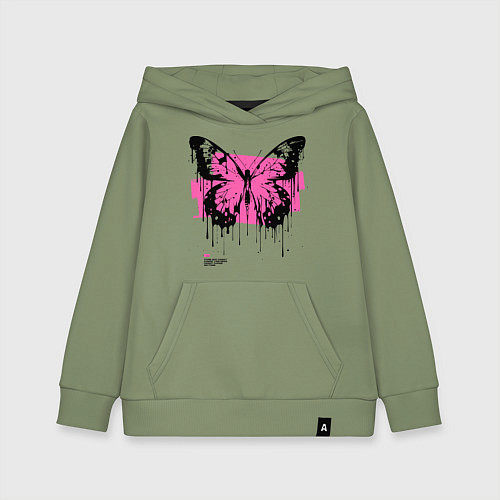 Детская толстовка-худи Grunge butterfly / Авокадо – фото 1