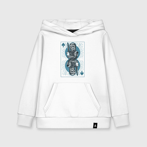 Детская толстовка-худи Игральная карта со скелетом рыцарем / Белый – фото 1