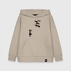 Толстовка детская хлопковая Девочка и дракончики, цвет: миндальный