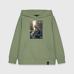 Толстовка детская хлопковая Леопард-модник житель Нью-Йорка, цвет: авокадо
