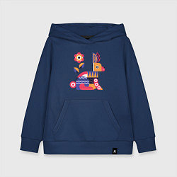 Толстовка детская хлопковая Абстрактный заяц, цвет: тёмно-синий