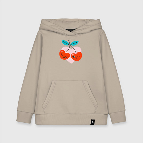 Детская толстовка-худи Влюблённые вишни / Миндальный – фото 1