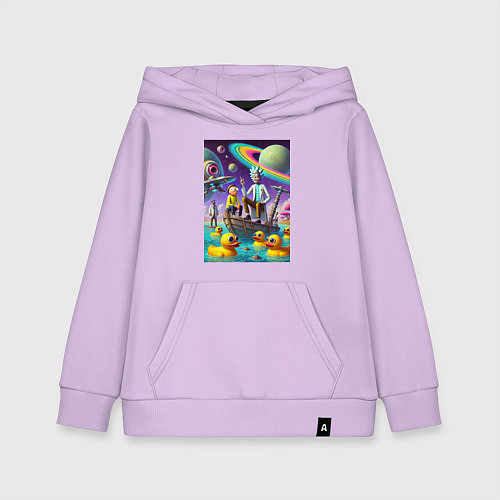 Детская толстовка-худи Рик и Морти в лодке - сюрреализм / Лаванда – фото 1