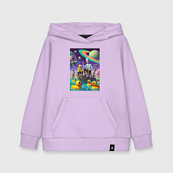 Толстовка детская хлопковая Рик и Морти в лодке - сюрреализм, цвет: лаванда