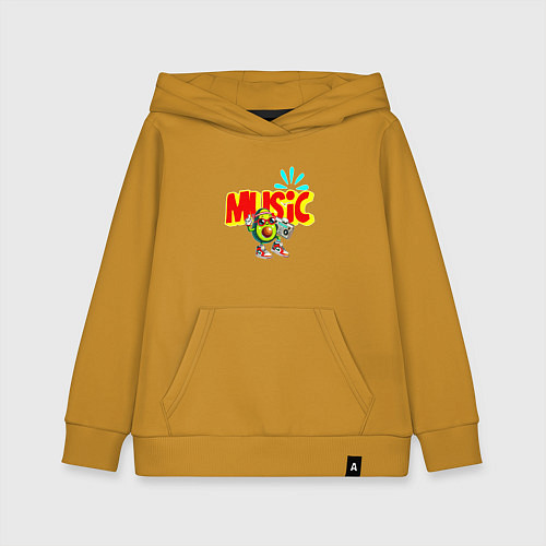 Детская толстовка-худи Музыкальный авокадо / Горчичный – фото 1