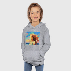 Толстовка детская хлопковая Девушка пляж арт, цвет: меланж — фото 2